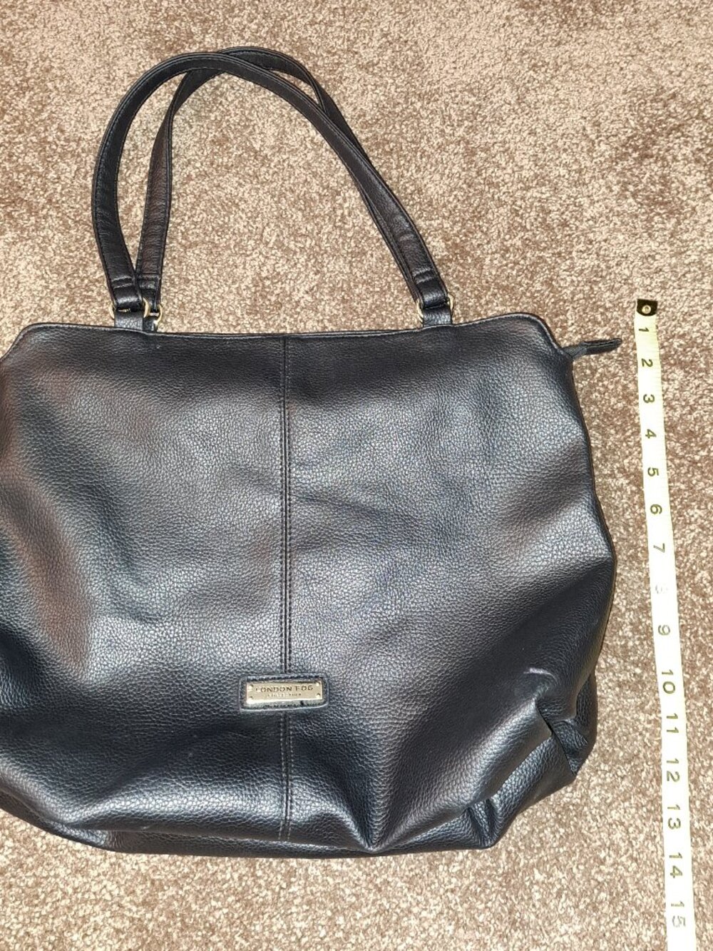 London Fog Collection Floriana satchel made from black pebbled vegan leather - Picture 5 of 10